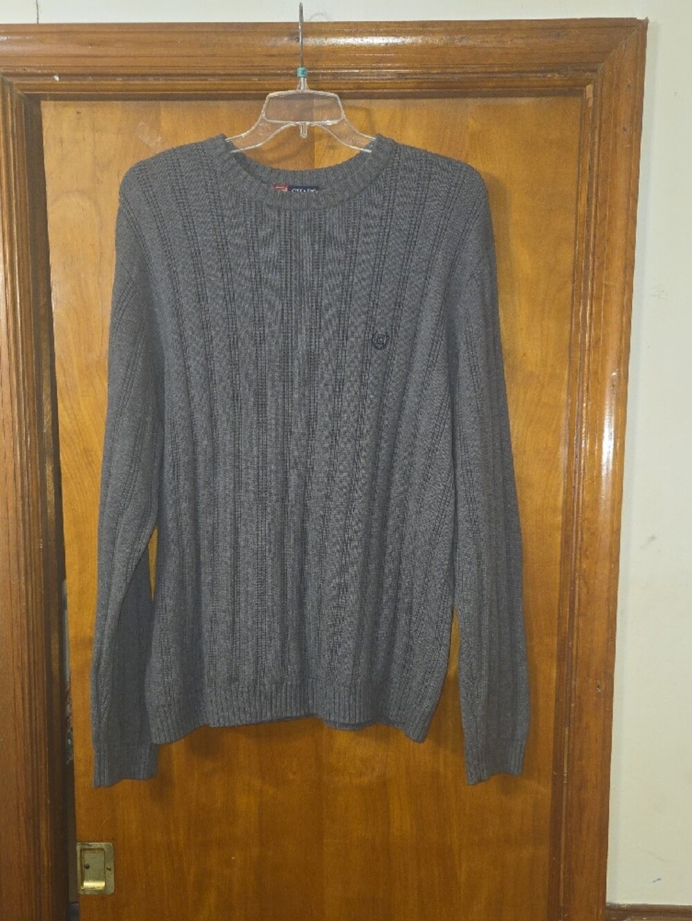 Chaps Gray Ribbed Crewneck Sweater - Picture 2 of 6